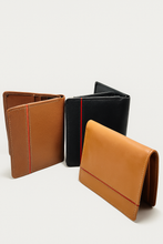 Classic Leather Bi-Fold Wallet with Red Stitch Detail