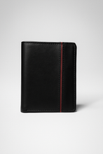 Classic Leather Bi-Fold Wallet with Red Stitch Detail