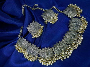 Lotus Majesty – Antique Oxidized Necklace Set